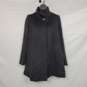Fleurette Womens Stand Collar Wool Car Coat In Black NWT